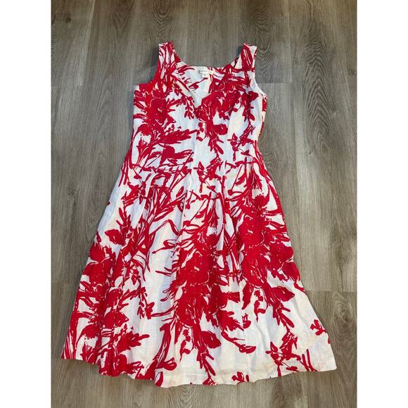Coldwater Creek Dresses & Skirts - Coldwater Creek White & Red 100% Linen and cotton dress, women's size 10